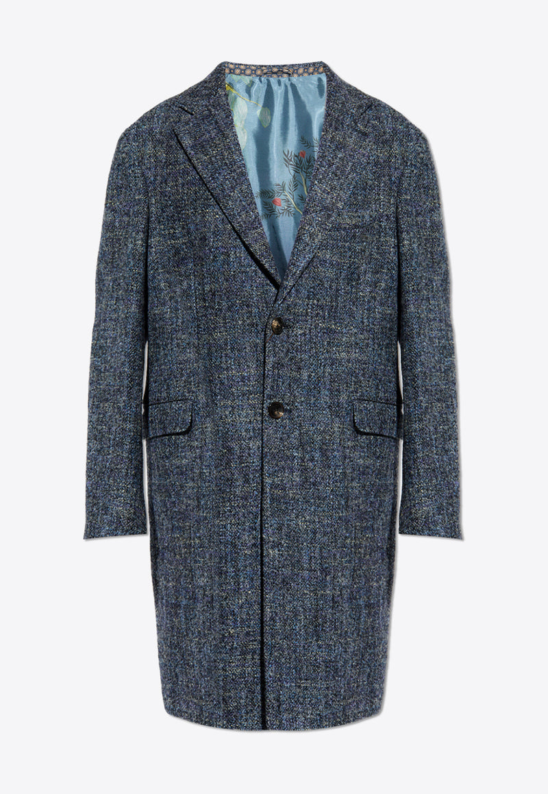 Etro Single-Breasted Wool Blend Coat Blue MRAA0005 99TTB36-S9883