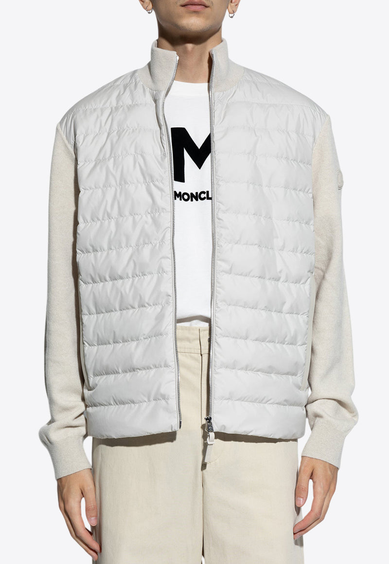 Moncler Padded Wool and Cashmere Zip-Up Cardigan Cream J20919B00004 M4281-215