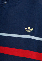 Adidas Originals Signature Striped Half-Zip Wool T-shirt Navy IZ3183 0-NINDIG