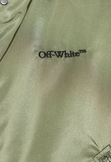 Off-White Logo Embroidered Bomber Jacket Green OMEH057F24 FAB001-5810