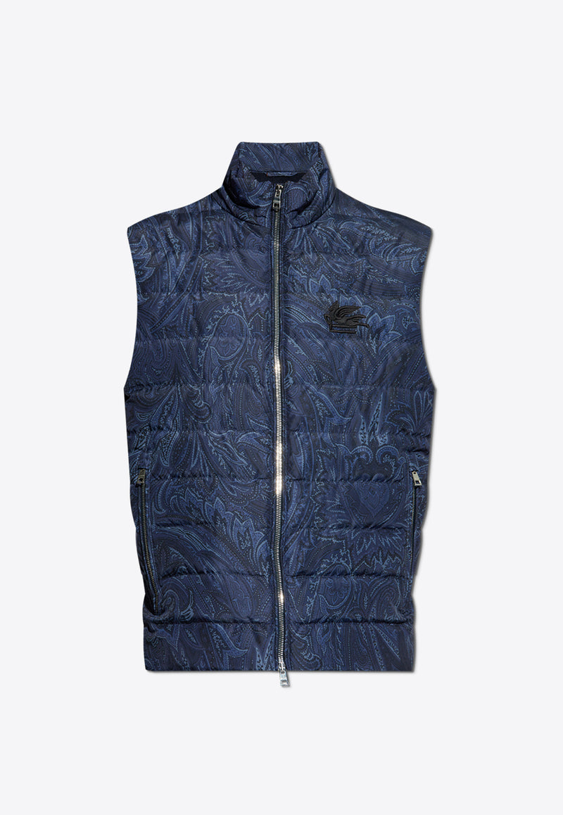 Etro Paisley Print Zip-Up Quilted Vest Blue MRBB0004 99SAS01-X0883