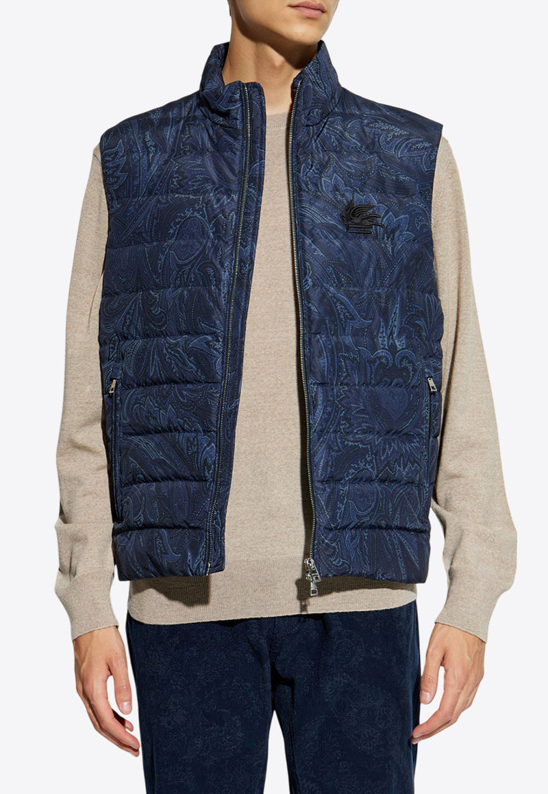 Etro Paisley Print Zip-Up Quilted Vest Blue MRBB0004 99SAS01-X0883