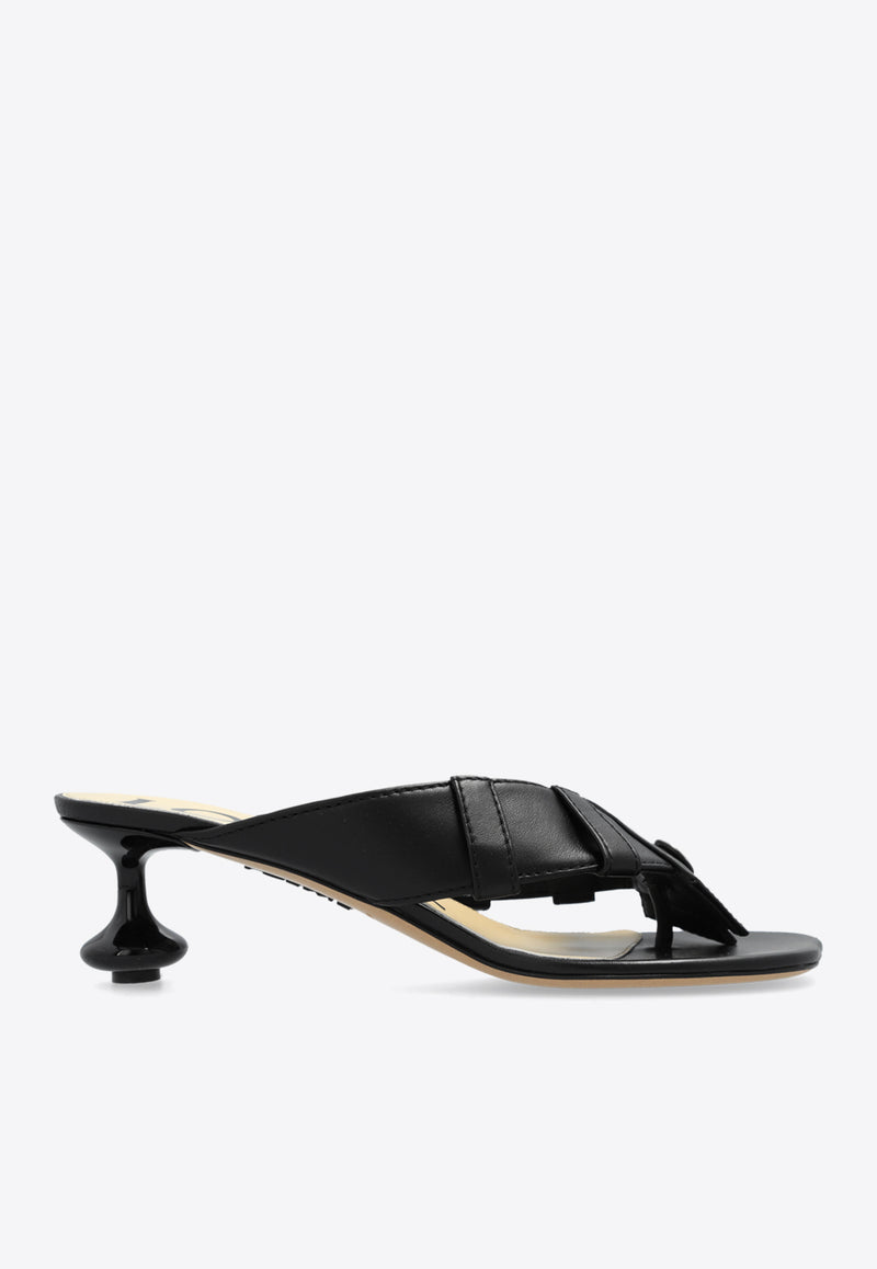 Loewe Toy Panta 45 Leather Thong Sandals Black LLST465X02 0-BLACK