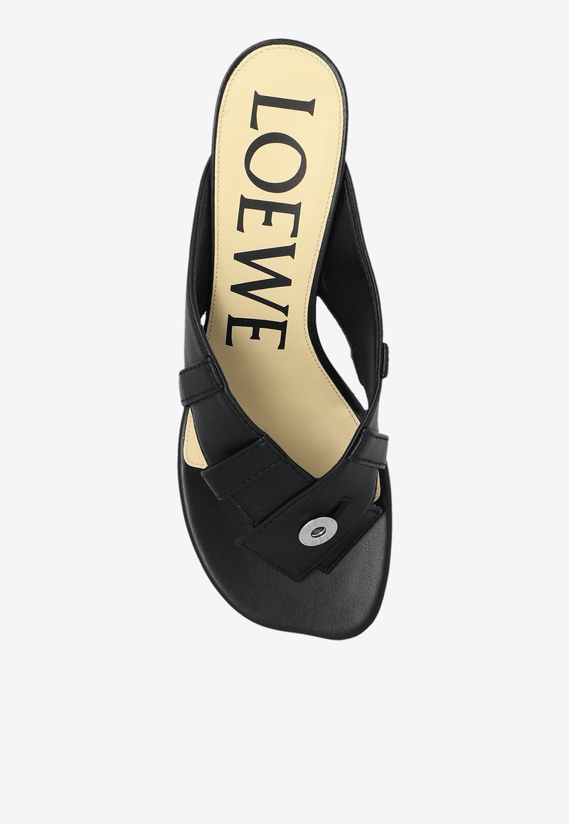 Loewe Toy Panta 45 Leather Thong Sandals Black LLST465X02 0-BLACK