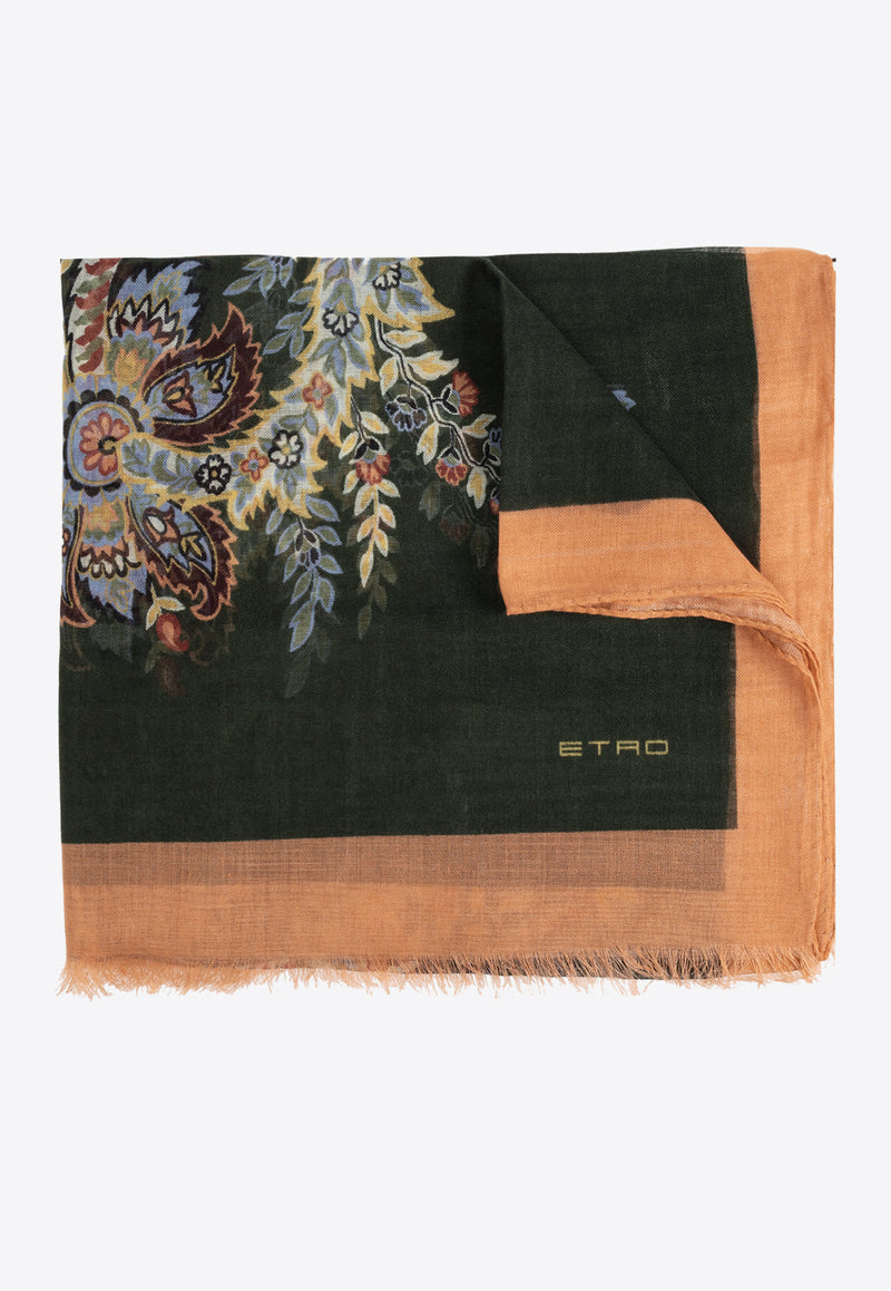 Etro Floral Paisley Print Scarf Green WATA0009 AV448-X0892