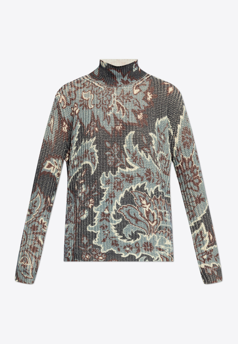 Etro Paisley Print Turtleneck Wool Sweater Multicolor WRKE0150 AL245-X0883