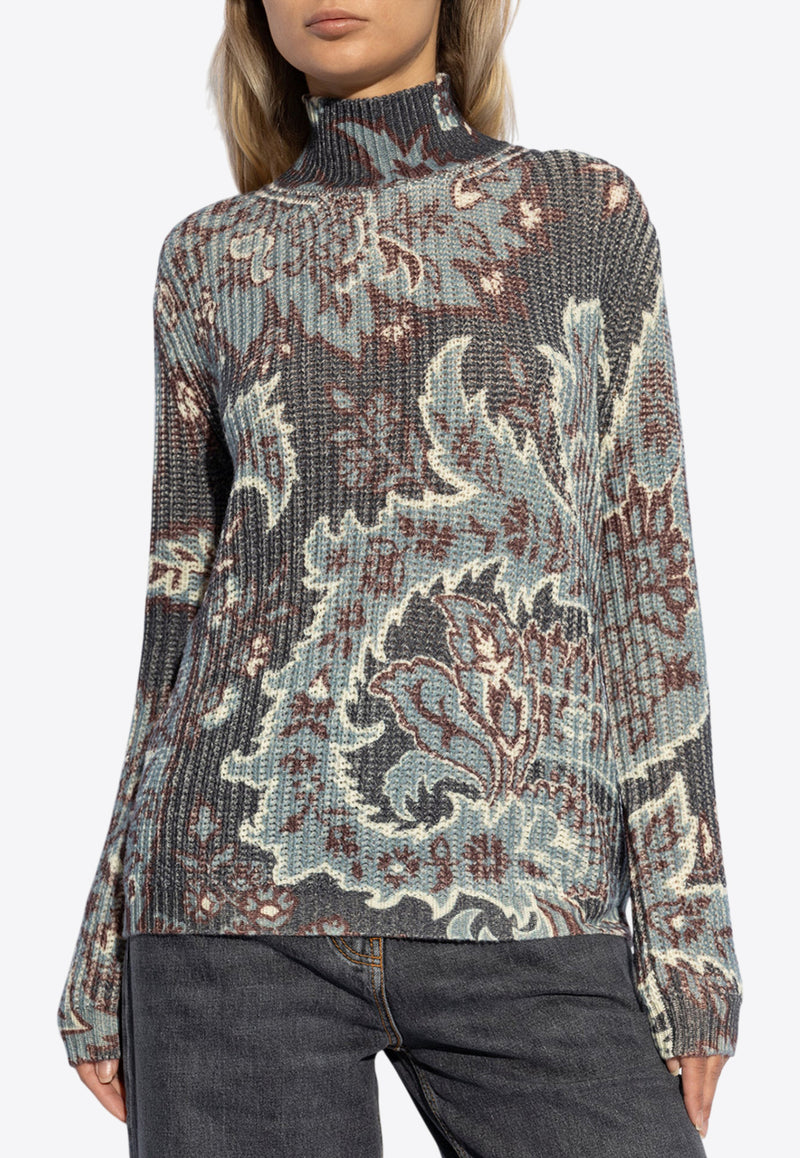 Etro Paisley Print Turtleneck Wool Sweater Multicolor WRKE0150 AL245-X0883