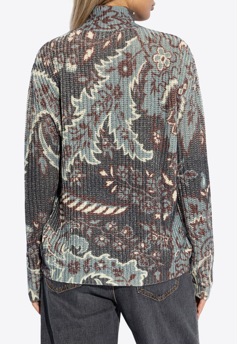 Etro Paisley Print Turtleneck Wool Sweater Multicolor WRKE0150 AL245-X0883