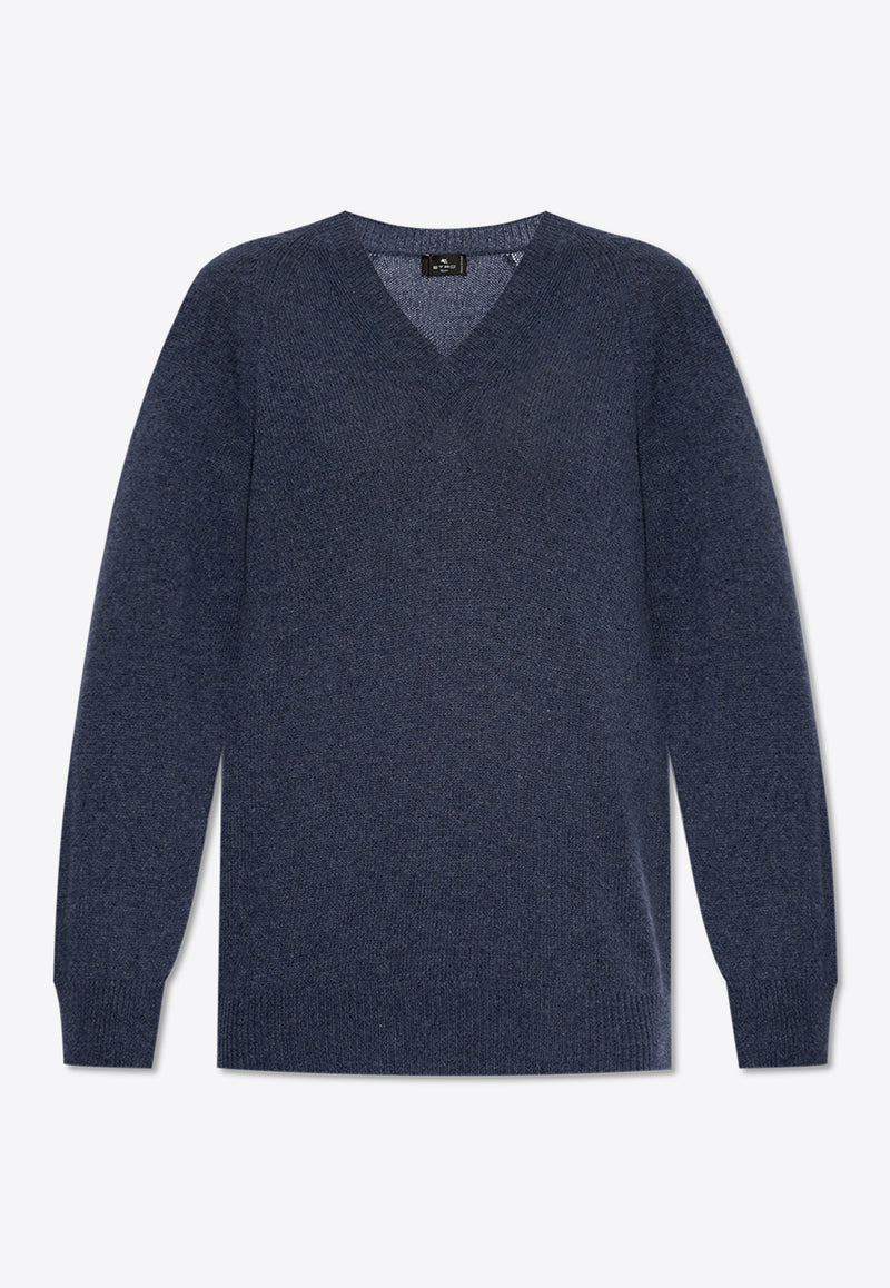 Etro V-neck Cashmere Sweater Blue WRKE0154 AW005-B9110