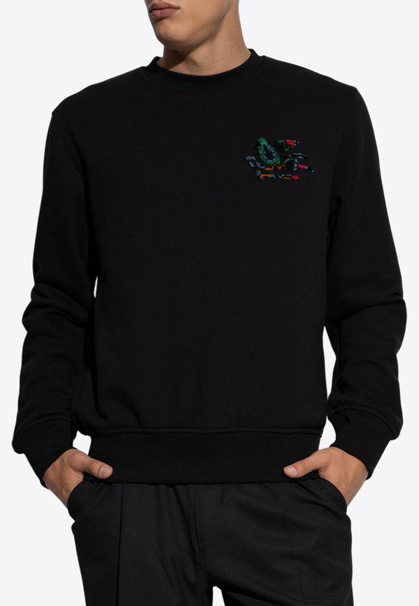 Etro Pegaso Embroidered Crewneck Sweatshirt Black MRMB0006 AJ261-N0000