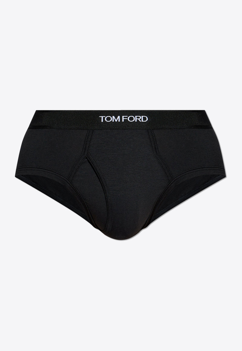 Tom Ford Logo Jacquard Stretch Briefs Black T4LC11410 0-002