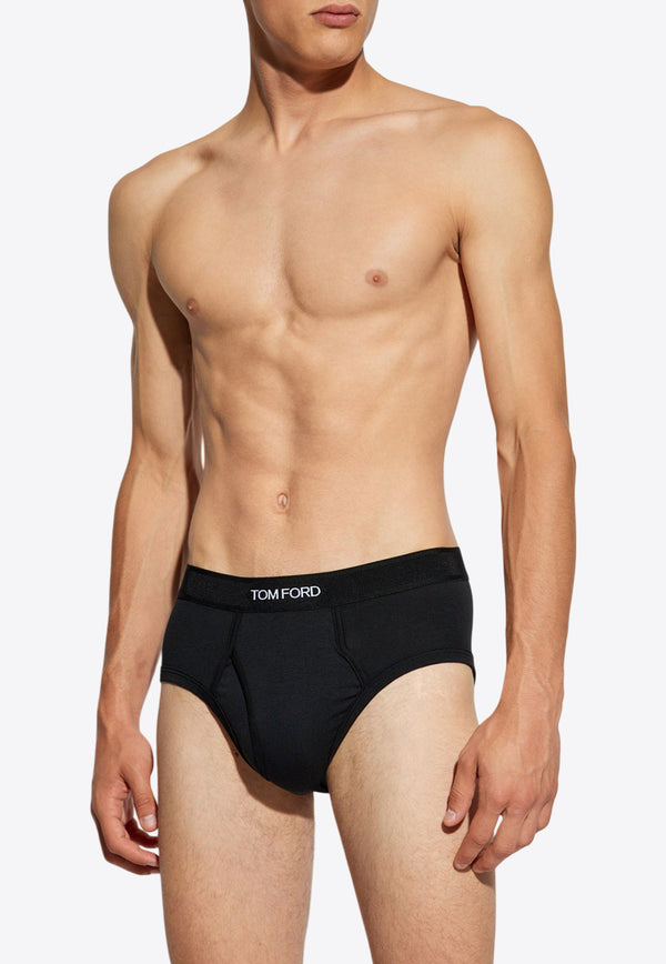 Tom Ford Logo Jacquard Stretch Briefs Black T4LC11410 0-002