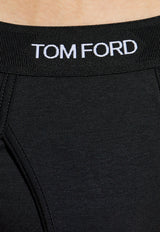 Tom Ford Logo Jacquard Stretch Briefs Black T4LC11410 0-002