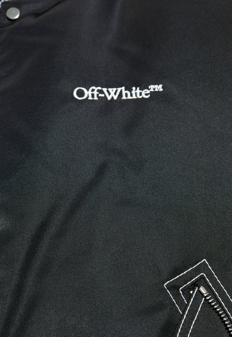 Off-White Logo Embroidered Bomber Jacket Black OMEH057F24 FAB001-1001