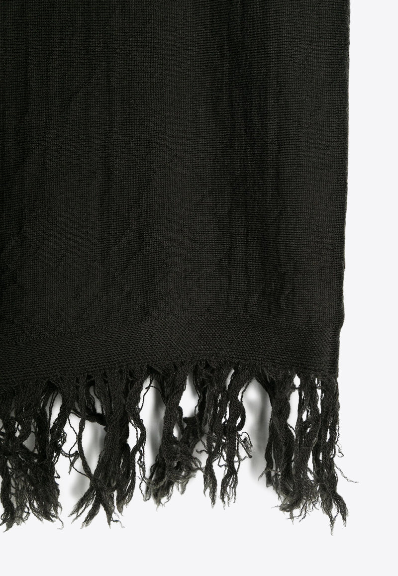 Rick Owens Wool Fringed Scarf Black RU02D6487M_75