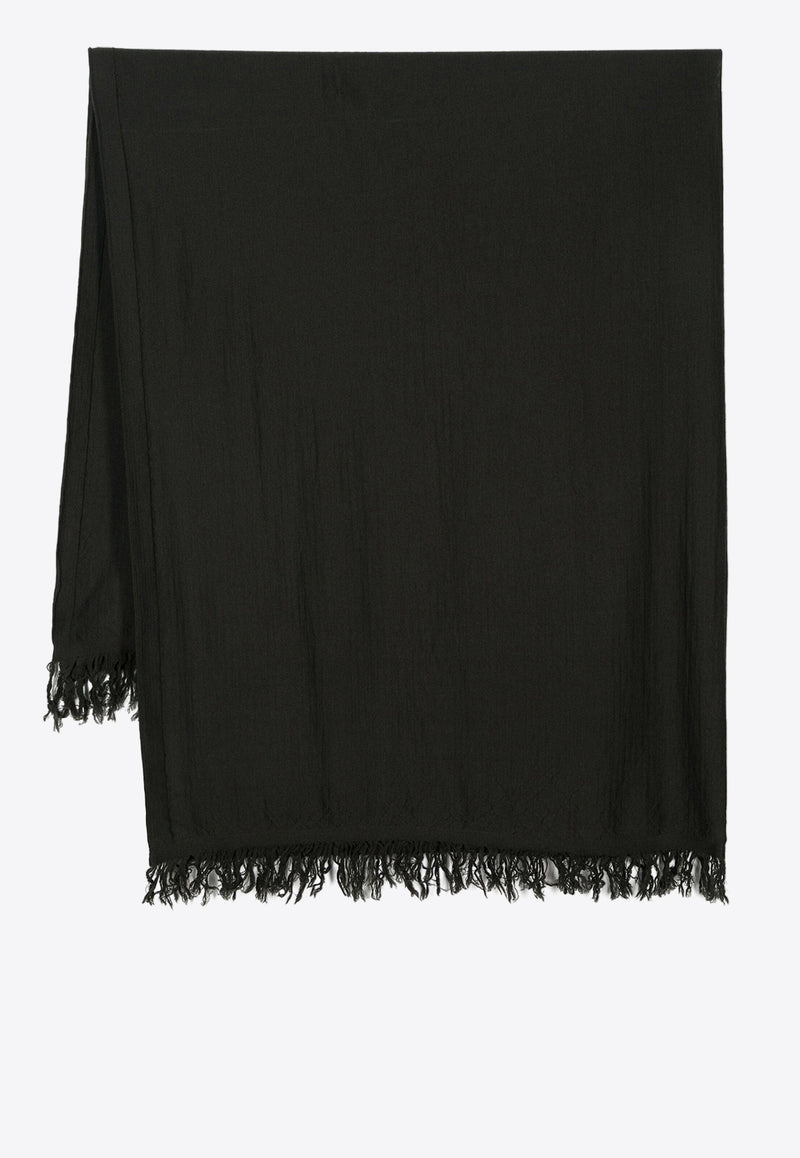 Rick Owens Wool Fringed Scarf Black RU02D6487M_75