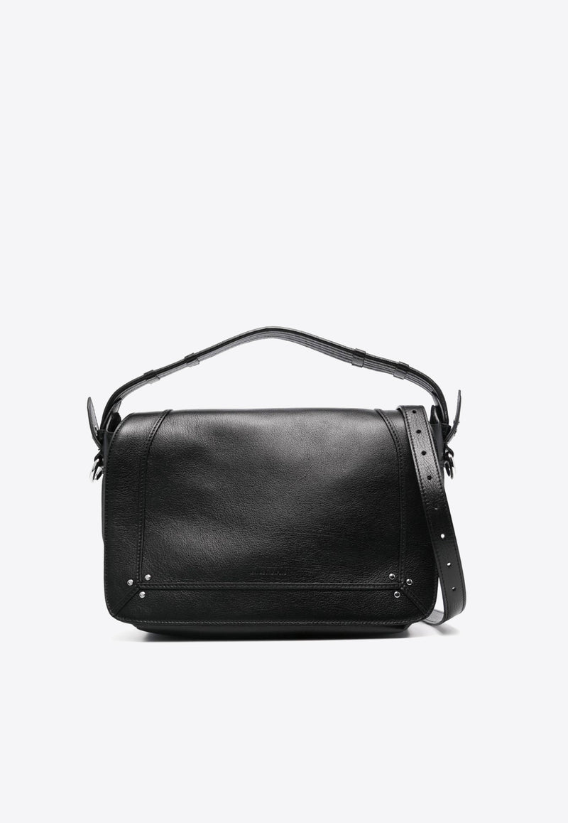 Jérôme Dreyfuss Large Pepito Calf Leather Shoulder Bag Black 44PEPLBU_Noir Silver