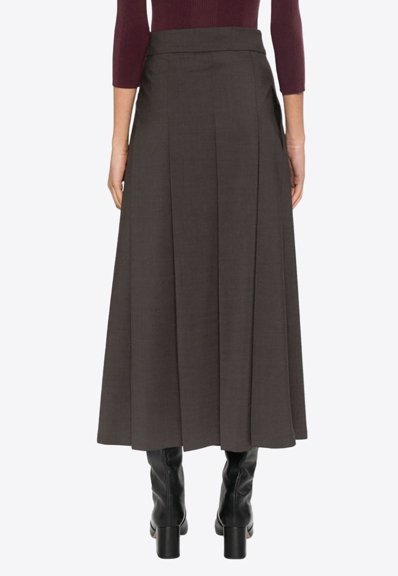 P.A.R.O.S.H Lille Wool-Blend Pleated Midi Skirt Brown D621025LILLE24_008