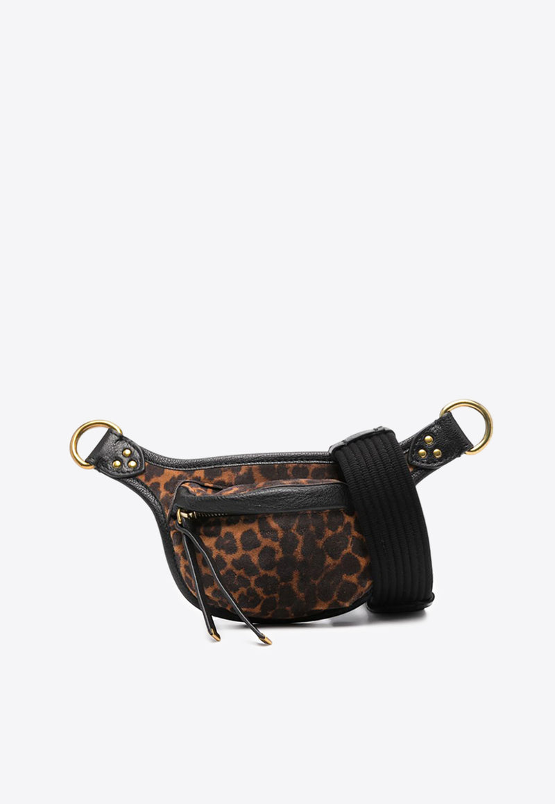 Jérôme Dreyfuss Stan Leopard Print Suede Belt Bag Brown 44STANNACR_Léo Chamois