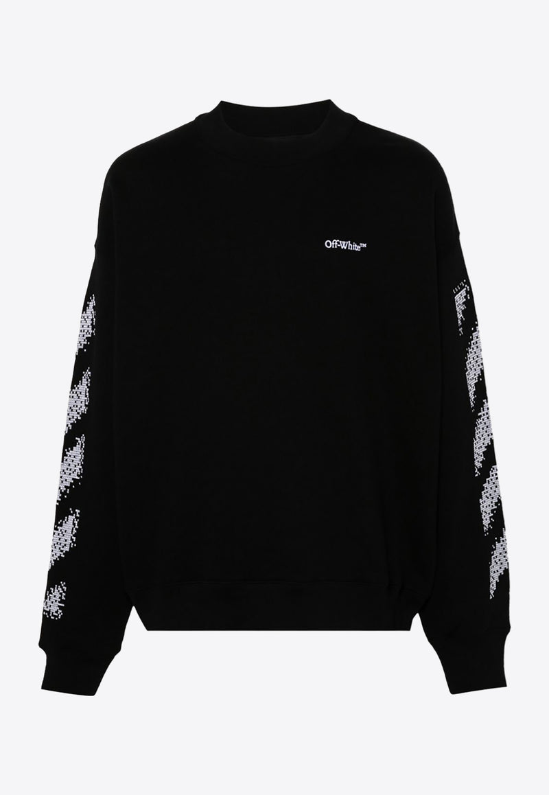 Off-White Pixel Diag Crewneck Sweatshirt Black OMBA054F24FLE003_1001