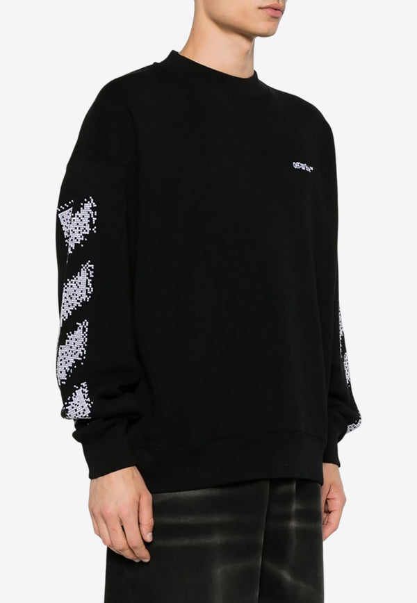 Off-White Pixel Diag Crewneck Sweatshirt Black OMBA054F24FLE003_1001