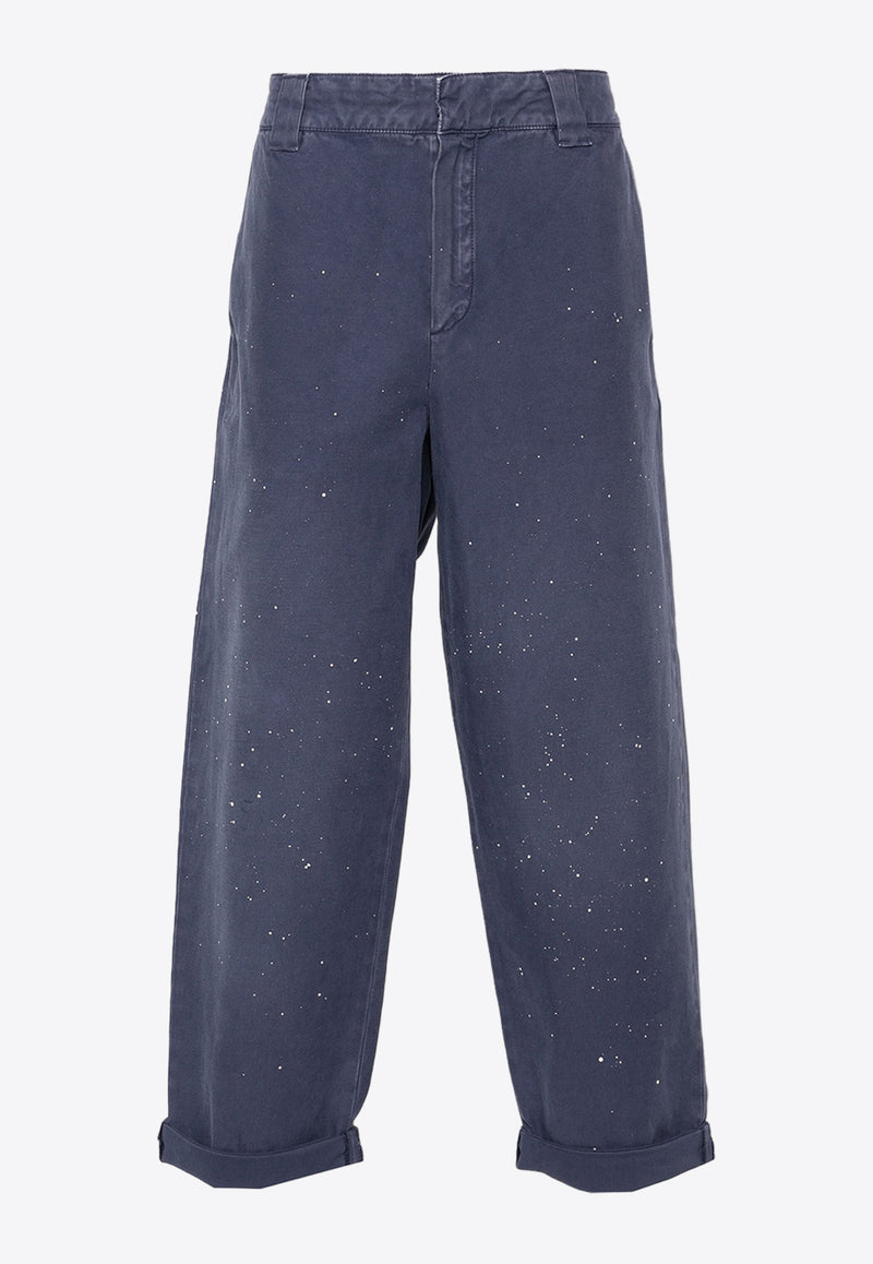 Golden Goose DB Paint Splatter Straight-Leg Jeans Blue GMP01190P001683_50100