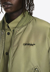 Off-White Logo Embroidered Bomber Jacket Green OMEH057F24FAB001_5810