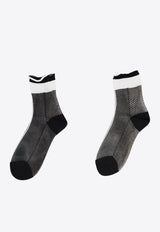 ANTIPAST Sheer Stripped Crew Socks Black AS89CB_B