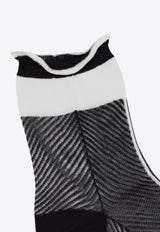 ANTIPAST Sheer Stripped Crew Socks Black AS89CB_B