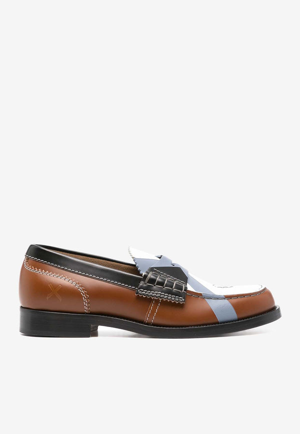 College Colorblocked Calf Leather Loafers Brown CWL13913_5