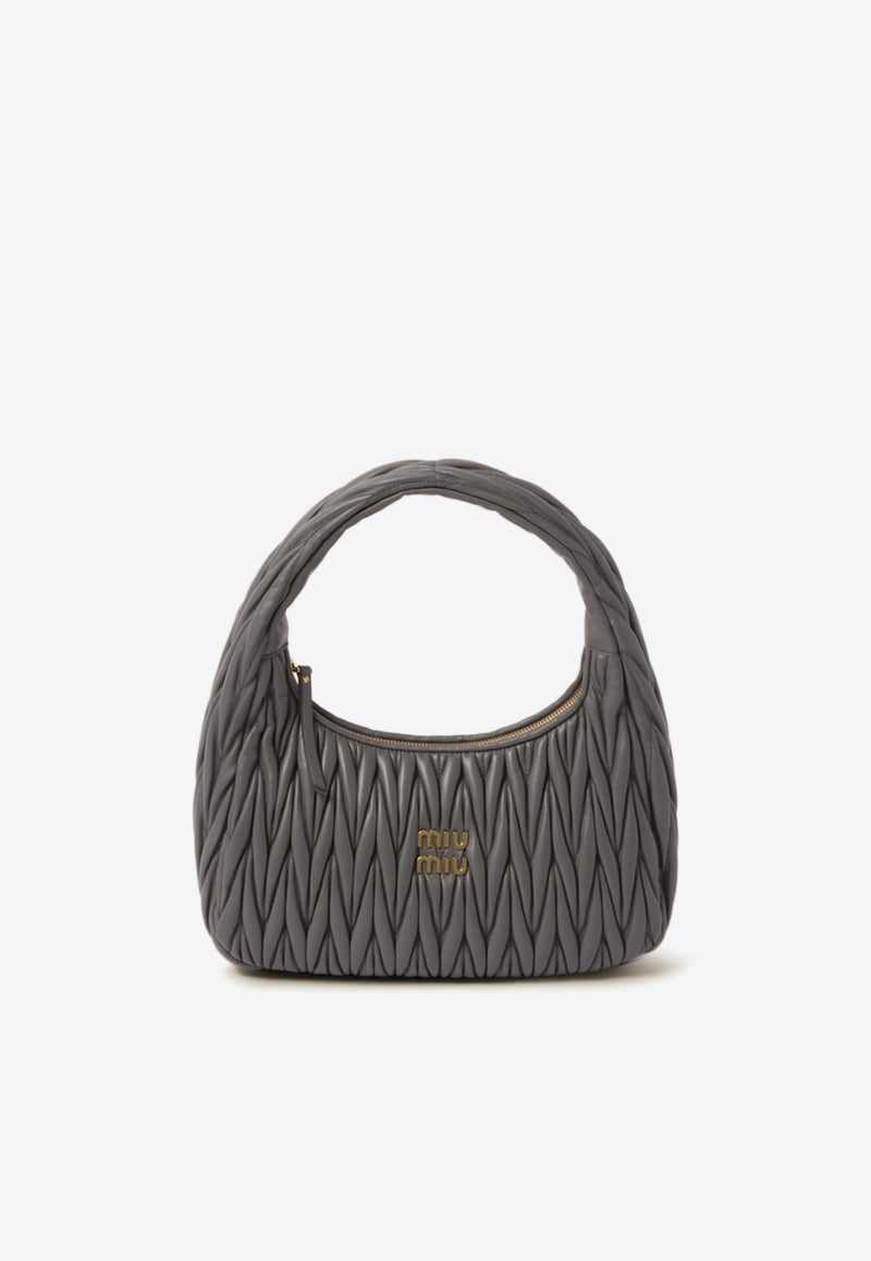 Miu Miu Wander Matelassé Nappa Leather Hobo Bag Gray 5BC108VOOYN88_F0K44