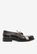 College Cross-Print Calf Leather Loafers Black CWL13914_3