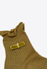 ANTIPAST Knitted Wool Bow Socks Sage ANP50AK_SAGE