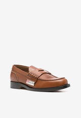 College Logo Patch Calf Leather Loafers  Brown CWL33802_2