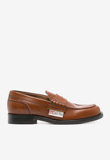 College Logo Patch Calf Leather Loafers  Brown CWL33802_2