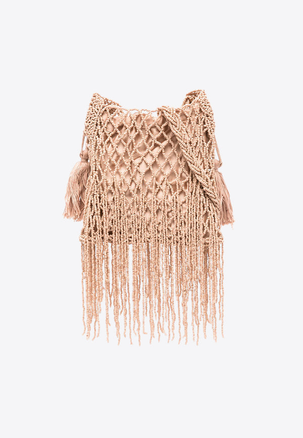 P.A.R.O.S.H Beaded Fringed Shoulder Bag Beige D050636BEBAG_063