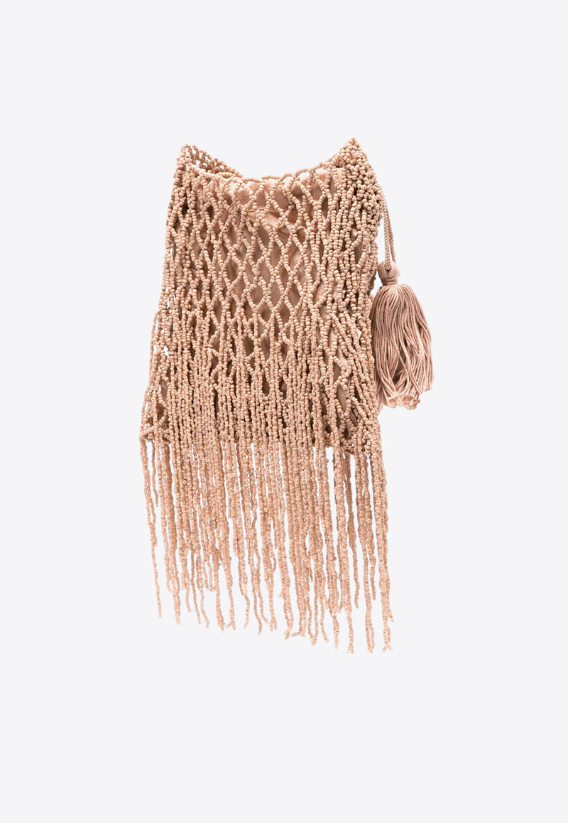 P.A.R.O.S.H Beaded Fringed Shoulder Bag Beige D050636BEBAG_063