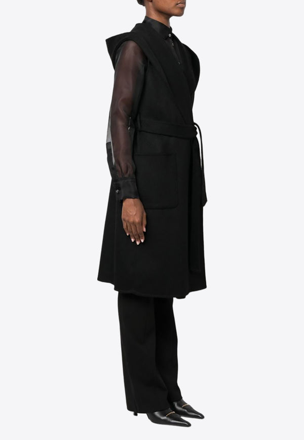 P.A.R.O.S.H Leak Sleeveless Wool Coat Black D410556LEAK23_013