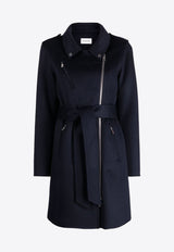 P.A.R.O.S.H Leak Off-Center Zip-Up Wool Coat  Blue D431547LEAK23_012