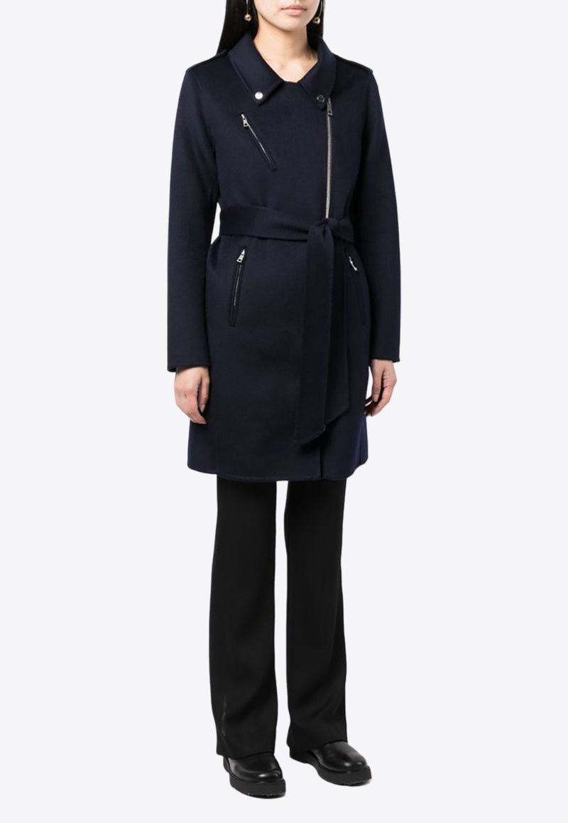 P.A.R.O.S.H Leak Off-Center Zip-Up Wool Coat  Blue D431547LEAK23_012