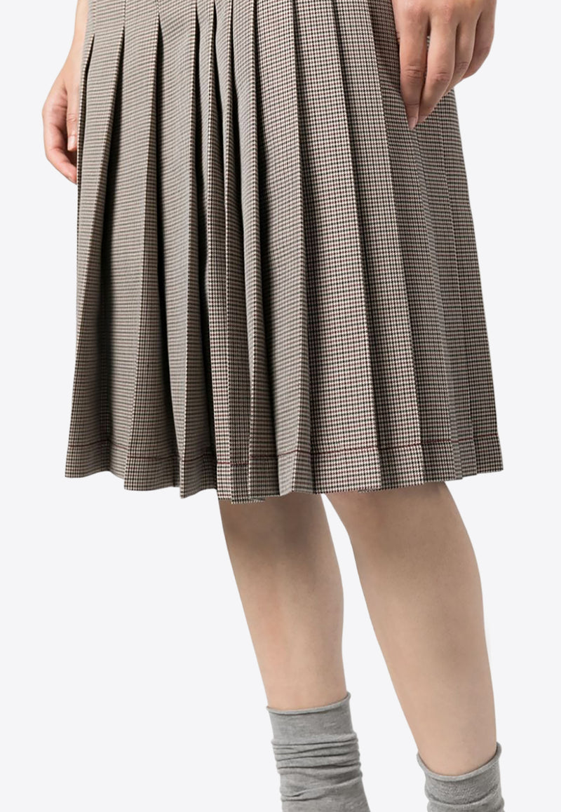 Marni Check Pattern Pleated Midi Skirt Beige GOMA0572FUUTWA03_PDR82