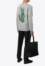 Comme Des Garçons X Lacoste Intarsia Knit Logo Wool Sweater Gray FLN004W23_3