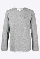 Comme Des Garçons X Lacoste Intarsia Knit Logo Wool Sweater Gray FLN004W23_3