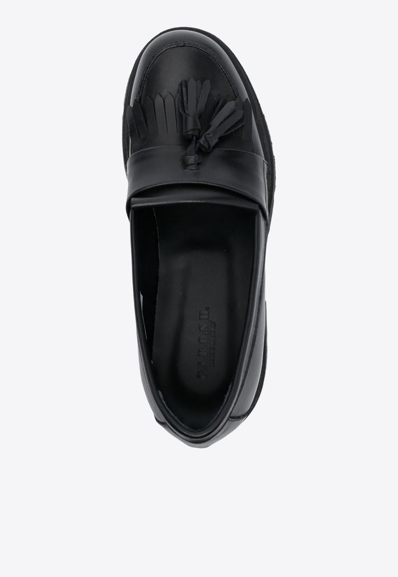 P.A.R.O.S.H Tassel Detail Leather Loafers Black D070231HOSHOE_013