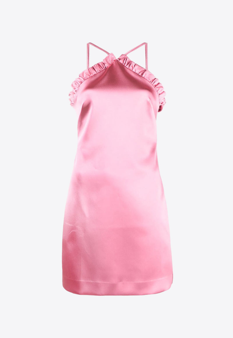 P.A.R.O.S.H Alix Ruffled Satin Mini Dress Pink D731306ALIX23_030