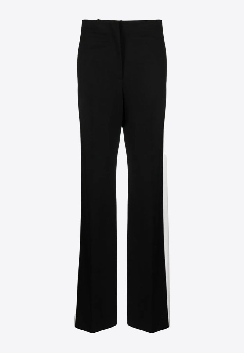 MSGM Contrasting-Trim Wide-Leg Pants Black 3541MDP24Y237615_99