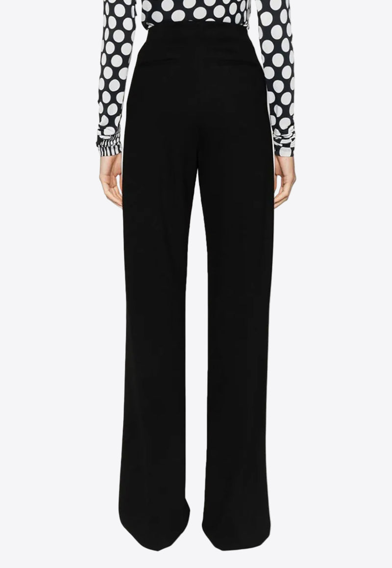 MSGM Contrasting-Trim Wide-Leg Pants Black 3541MDP24Y237615_99