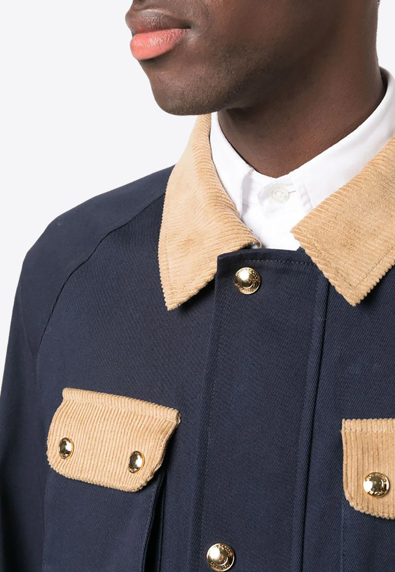 Thom Browne Corduroy Paneled Field Jacket Navy MOT084CF0175_415