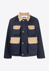 Thom Browne Corduroy Paneled Field Jacket Navy MOT084CF0175_415