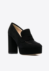 P.A.R.O.S.H 115 Penny-Slot Suede Platform Pumps Black D070232MOSHOE_013